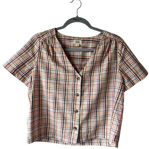 A.n.a Multicolor Plaid Women's Top XS